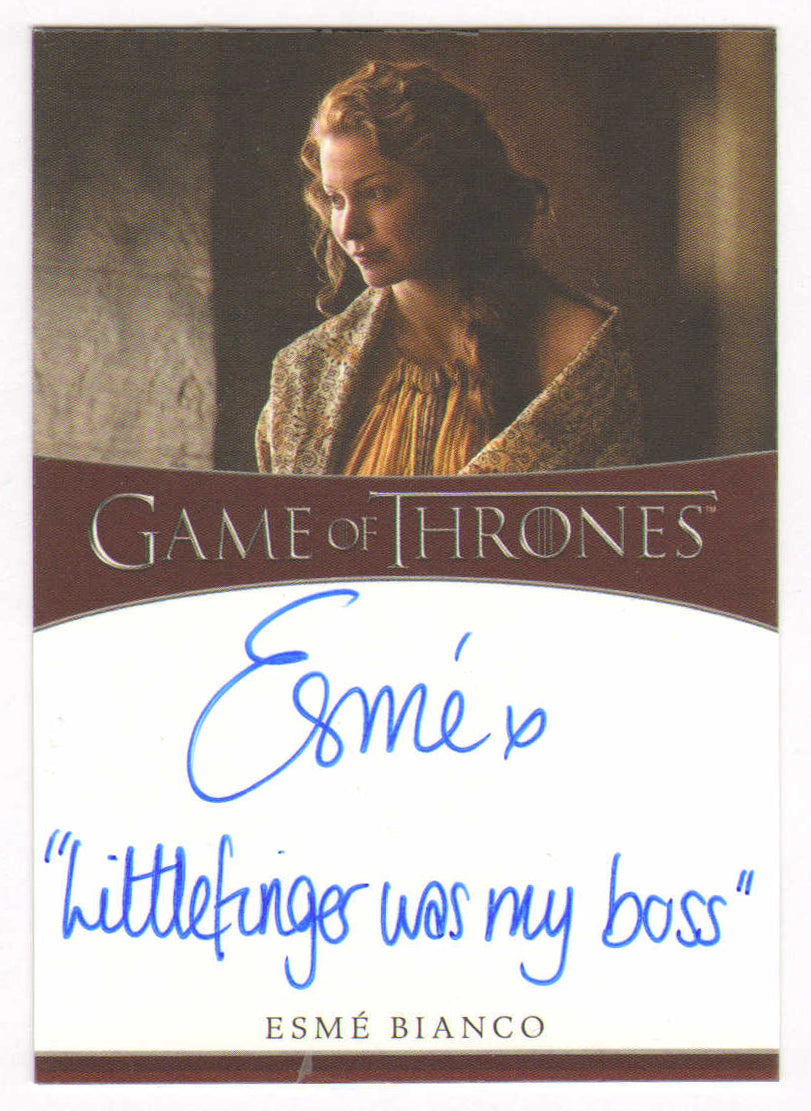 
                  
                    Esmé Bianco as Ros in Game of Thrones Signed Rittenhouse Trading Card with Quote
                  
                