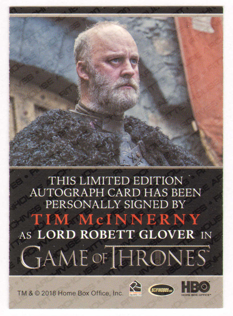 
                  
                    Tim McInnerny as Lord Robert Glover in Game of Thrones Signed Rittenhouse Trading Card
                  
                