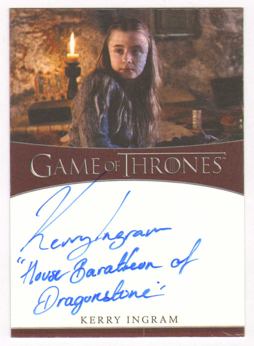 
                  
                    Kerry Ingram as Shireen Baratheon in Game of Thrones Signed Rittenhouse Trading Card with Quote
                  
                