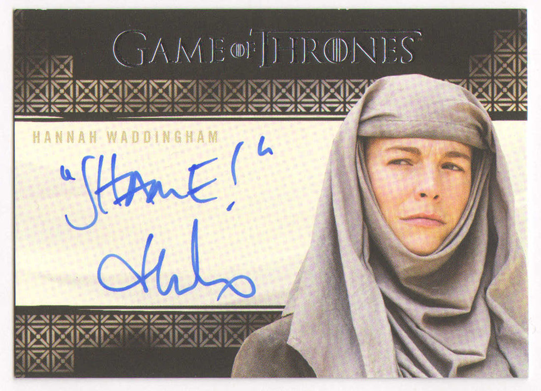 
                  
                    Hannah Waddingham as Septa Unella in Game of Thrones Signed Rittenhouse Trading Card with Quote
                  
                