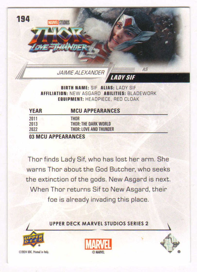
                  
                    Jaimie Alexander as Lady Sif from Thor Signed Upper Deck Trading Card #194
                  
                