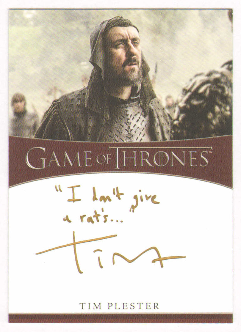 
                  
                    Tim Plester as Walder Rivers in Game of Thrones Signed Rittenhouse Trading Card with Quote
                  
                