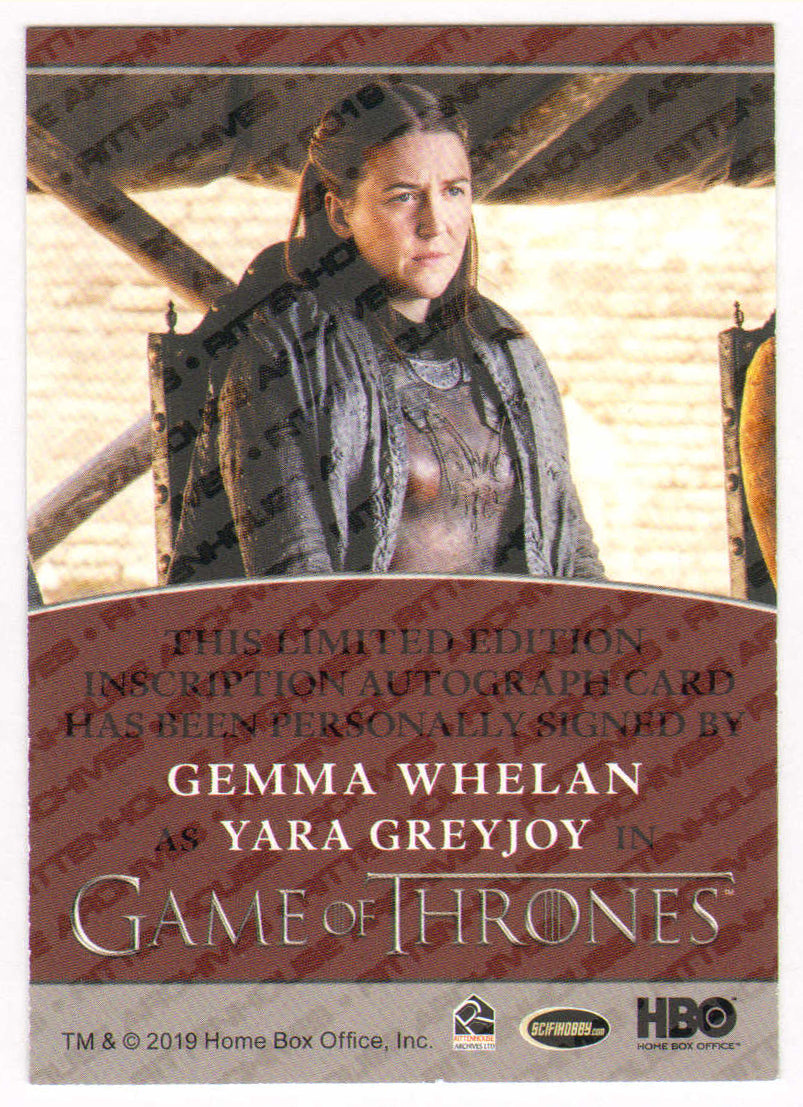 
                  
                    Gemma Whelan as Yara Greyjoy in Game of Thrones Signed Rittenhouse Trading Card with Character Name
                  
                