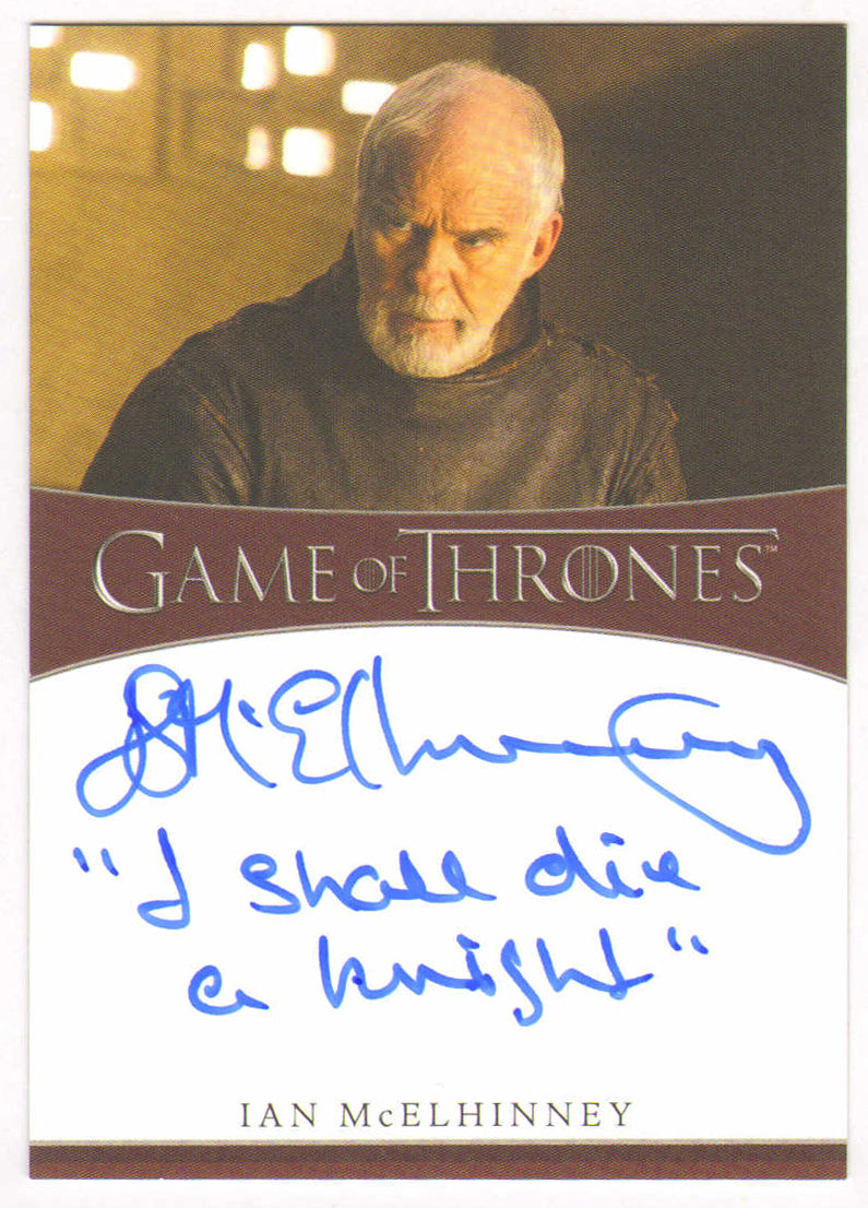 
                  
                    Ian McElhinney as Ser Barristan Selmy in Game of Thrones Signed Rittenhouse Trading Card with Quote
                  
                