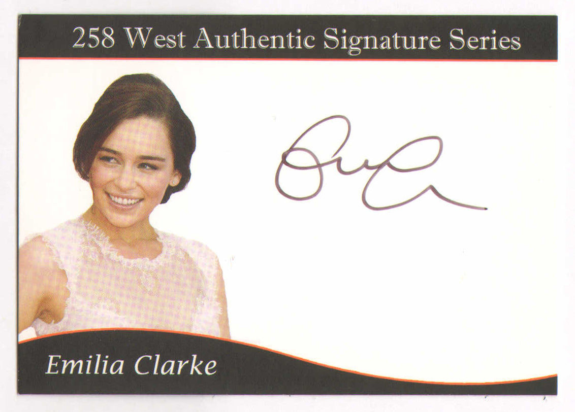 
                  
                    Emilia Clarke from Game of Thrones Signed 258 West Authentic Signature Series Trading Card #252/258
                  
                