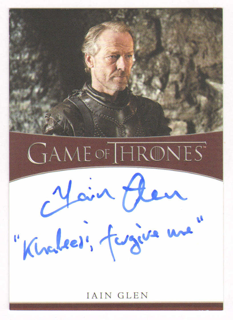 
                  
                    Ian Glen as Ser Jorah Mormont in Game of Thrones Signed Rittenhouse Trading Card with Quote
                  
                