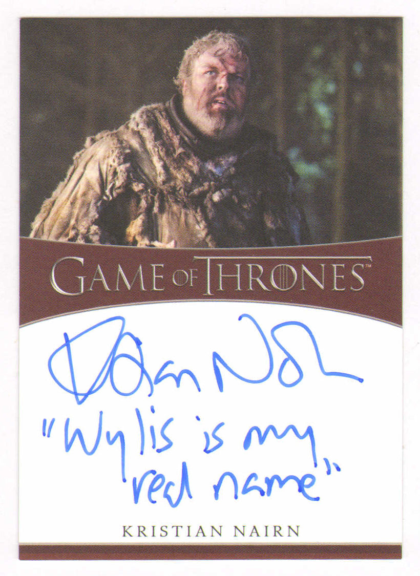 
                  
                    Kristian Nairn as Hodor in Game of Thrones Signed Rittenhouse Trading Card with Quote
                  
                