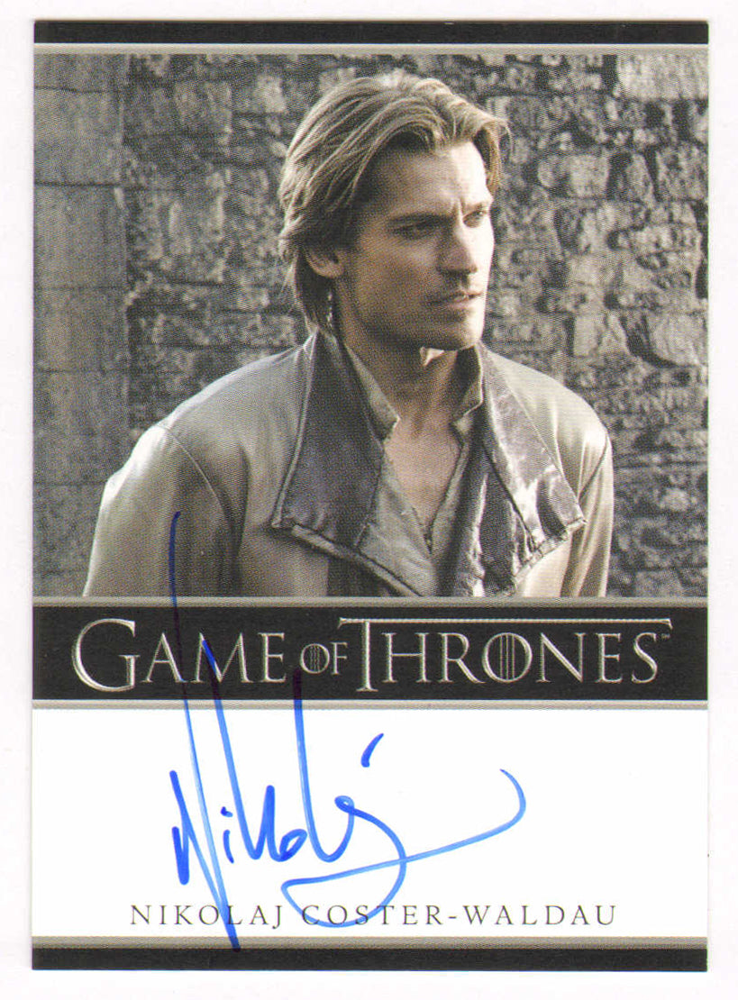 
                  
                    Nikolaj Coster-Waldu as Jaime Lannister in Game of Thrones Signed Rittenhouse Trading Card
                  
                