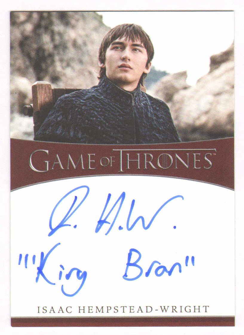 
                  
                    Isaac Hempstead-Wright as Bran Stark in Game of Thrones Signed Rittenhouse Trading Card with Character Name
                  
                