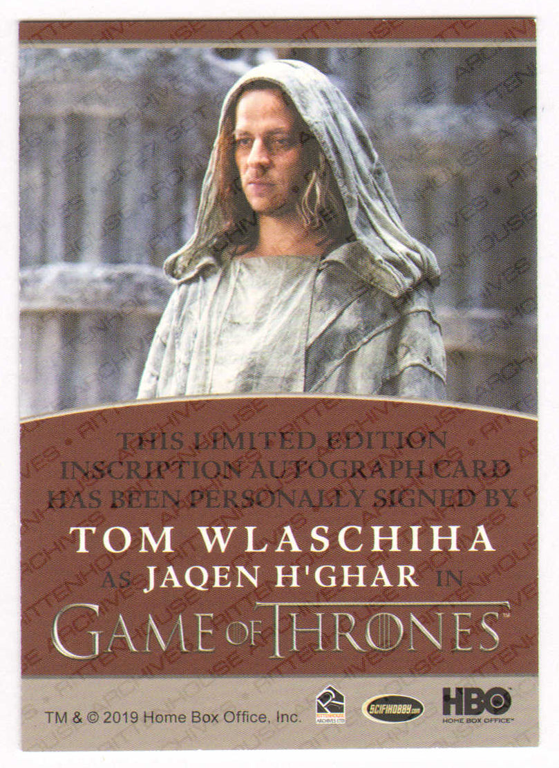 
                  
                    Tom Wlaschiha as Jaqen H'Ghar in Game of Thrones Signed Rittenhouse Trading Card with Quote
                  
                