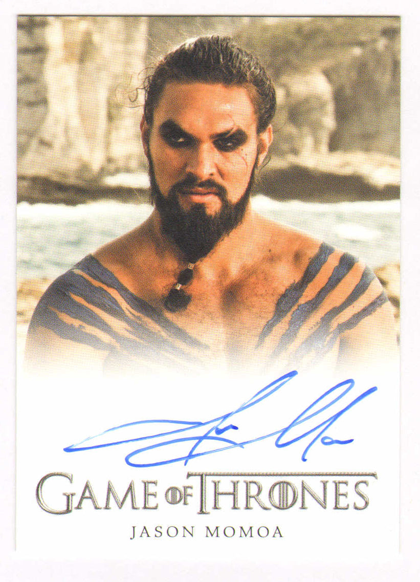 
                  
                    Jason Momoa as Khal Drogo in Game of Thrones Signed Rittenhouse Trading Card
                  
                