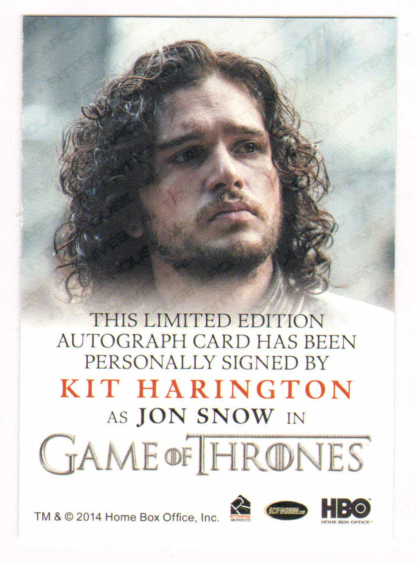 
                  
                    Kit Harington as Jon Snow in Game of Thrones Signed Rittenhouse Trading Card
                  
                