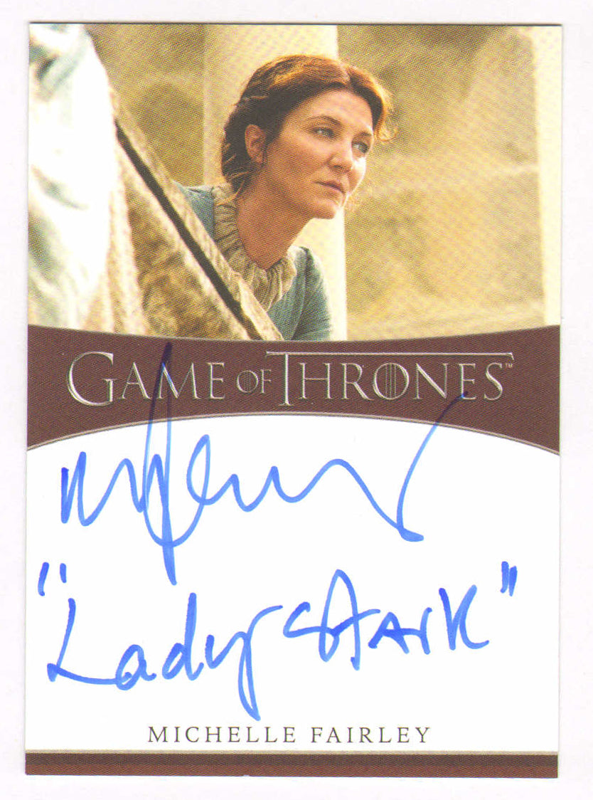 
                  
                    Michelle Fairley as Catelyn Stark in Game of Thrones Signed Rittenhouse Trading Card with Character Name
                  
                