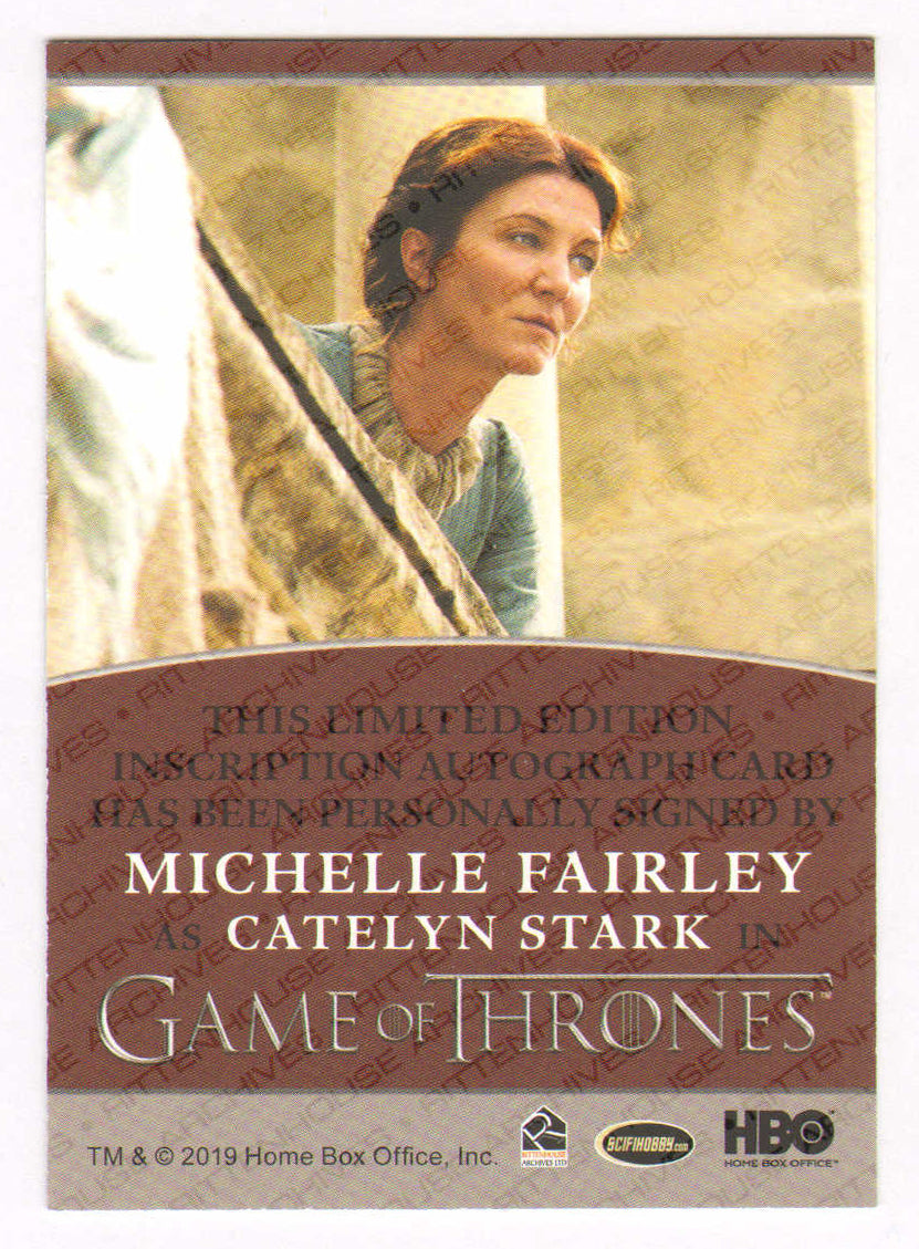 
                  
                    Michelle Fairley as Catelyn Stark in Game of Thrones Signed Rittenhouse Trading Card with Character Name
                  
                
