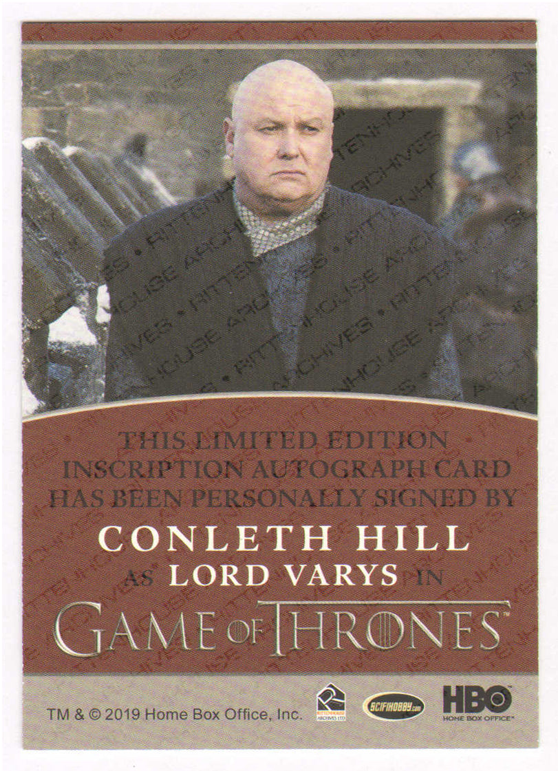 
                  
                    Conleth Hill as Lord Varys in Game of Thrones Signed Rittenhouse Trading Card with Quote
                  
                