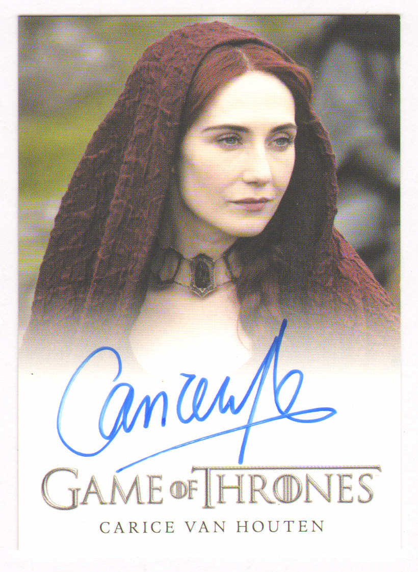 
                  
                    Carcie Van Houten as Melisandre in Game of Thrones Signed Rittenhouse Trading Card
                  
                