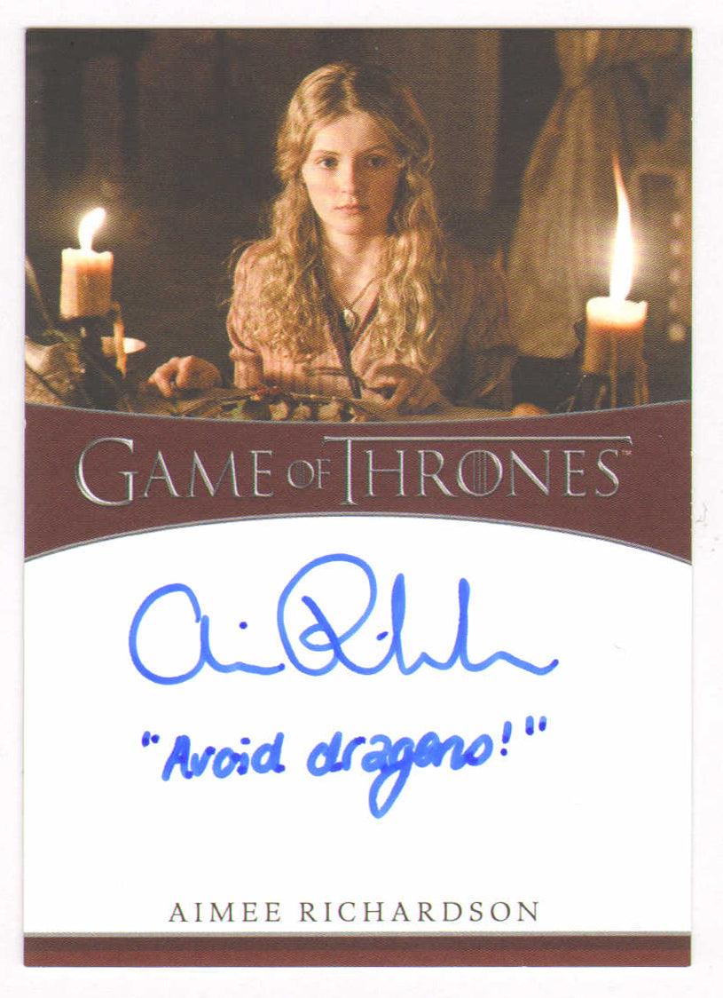 
                  
                    Aimee Richardson as Myrcella in Game of Thrones Signed Rittenhouse Trading Card with Quote
                  
                