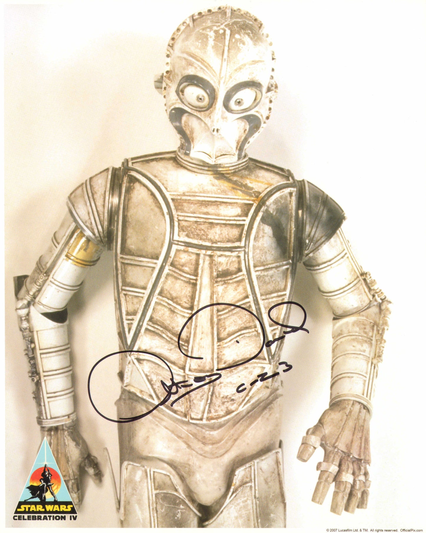 
                  
                    Anthony Daniels as C-Z3 in Star Wars: A New Hope (Official Pix Celebration IV) Signed 8x10 Photo with Character Name
                  
                