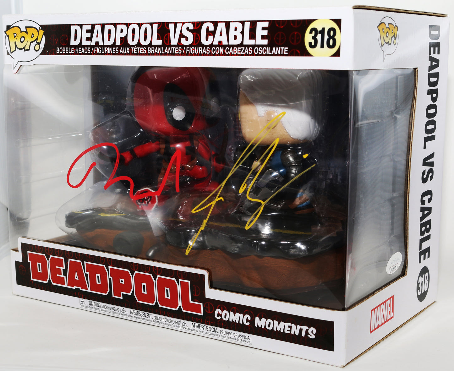 
                  
                    Ryan Reynolds as Deadpool & Josh Brolin as Cable in Deadpool 2 (JSA) Signed Funko POP! #318
                  
                