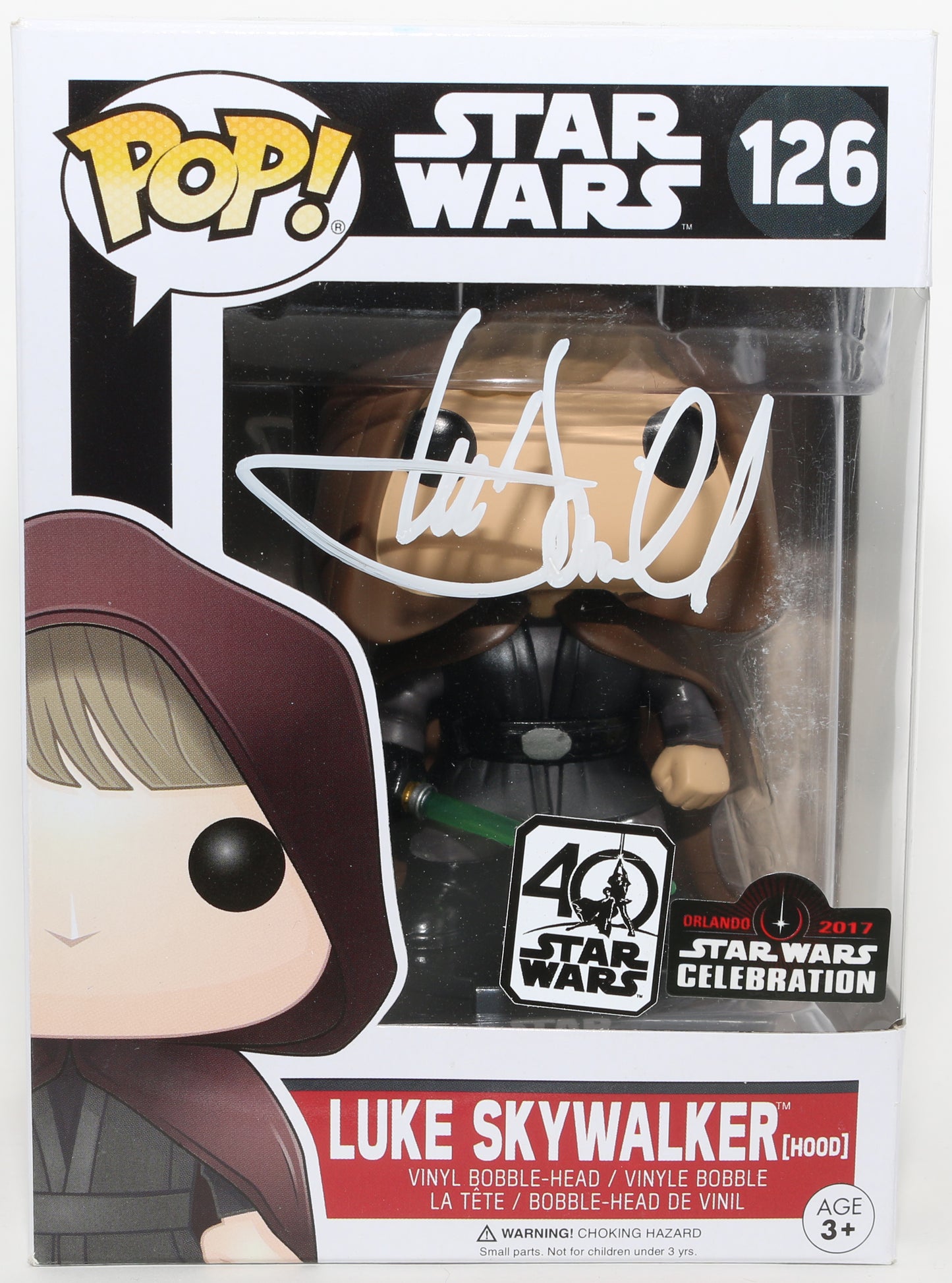 
                  
                    Mark Hamill as Luke Skywalker in Star Wars: A New Hope 2017 Star Wars Celebration Exclusive Signed Funko POP! #126
                  
                