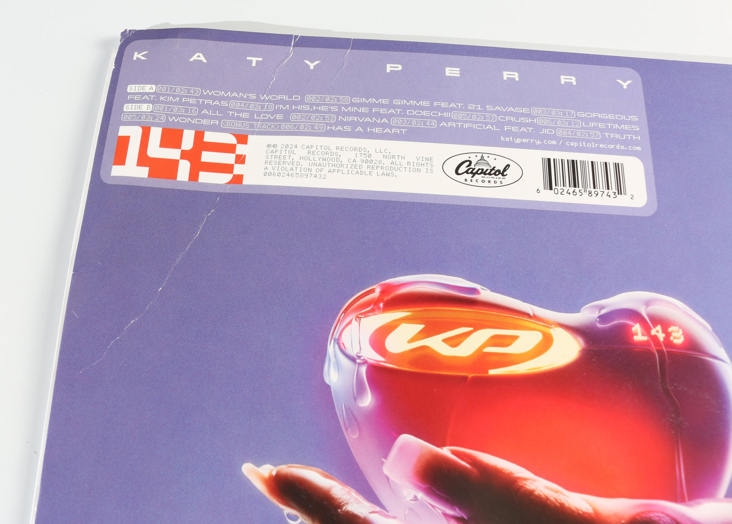 
                  
                    Katy Perry: 143 LP 12" Vinyl Record Signed by Katy Perry
                  
                