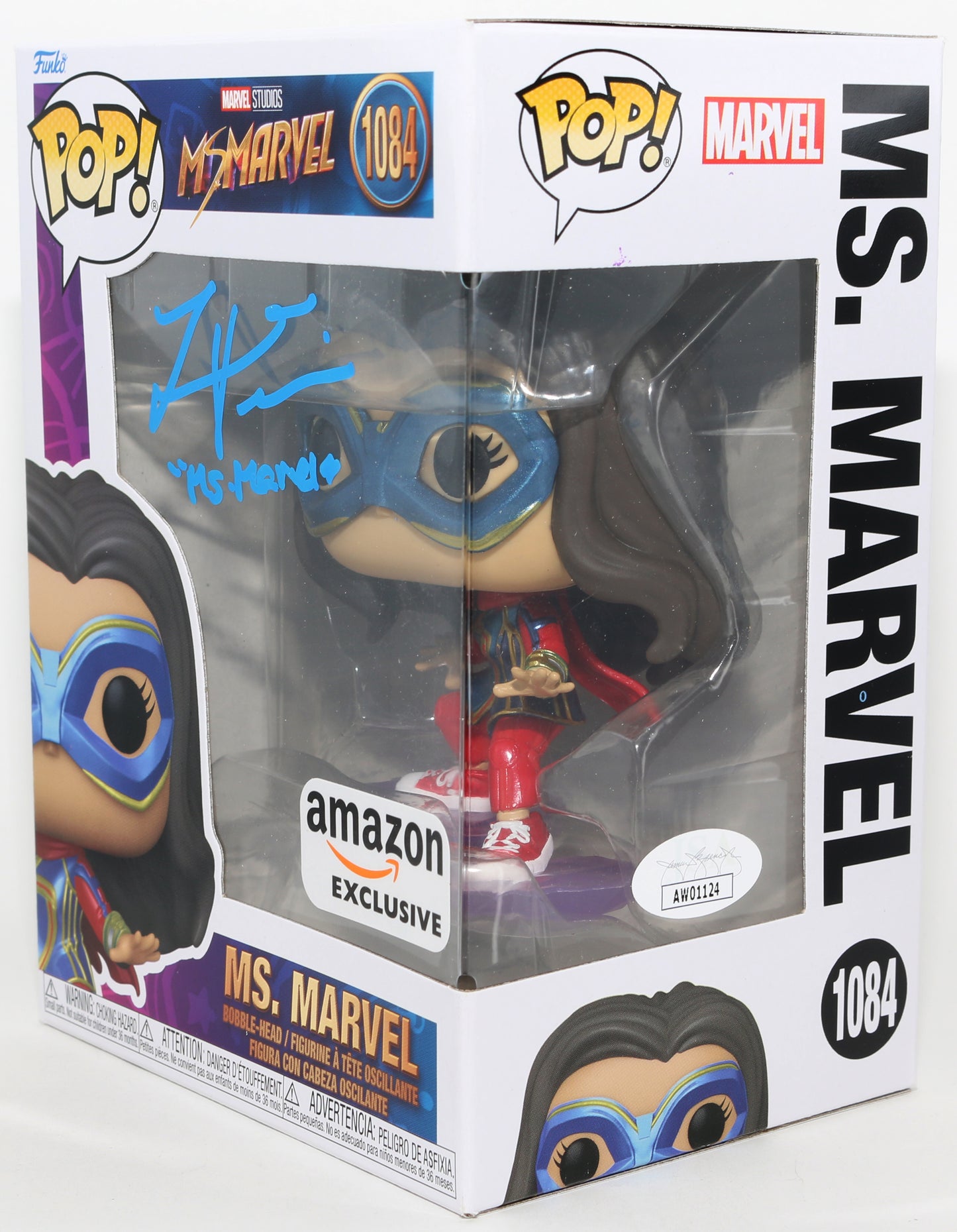 
                  
                    Iman Vellani as Ms. Marvel in Ms. Marvel Amazon Exclusive (JSA) Signed Funko POP! #1084 with Character Name
                  
                