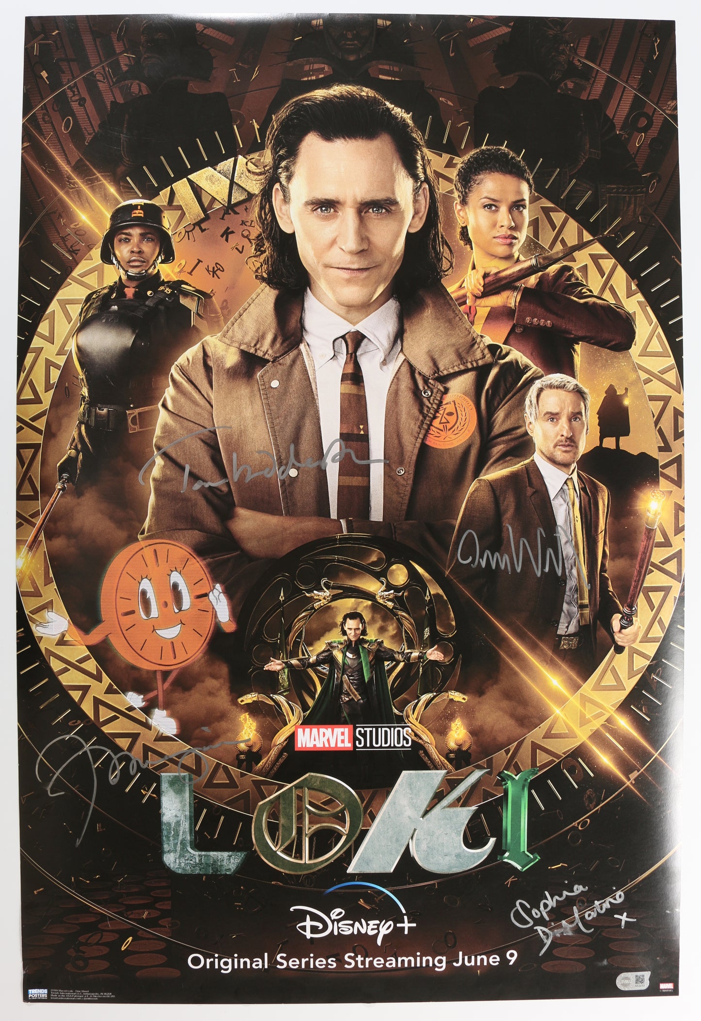 
                  
                    Loki 22x33.5 Poster (SWAU) Cast Signed by Tom Hiddleston, Owen Wilson, Sophia Di Martino, & Jonathan Majors
                  
                