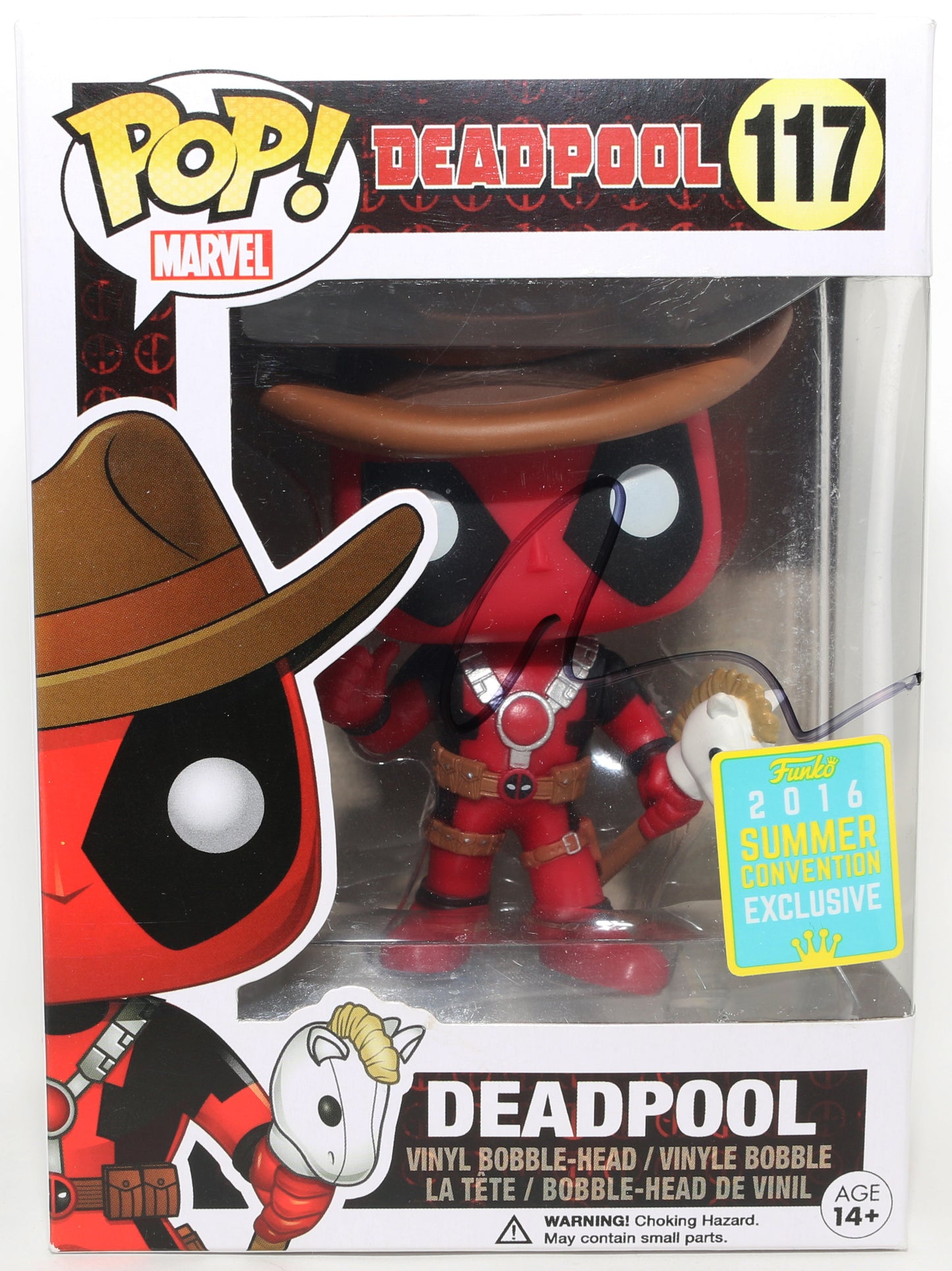 
                  
                    Ryan Reynolds as Cowboy Deadpool in Deadpool 2016 Summer Convention Exclusive (ACOA) Signed Funko POP! #117
                  
                