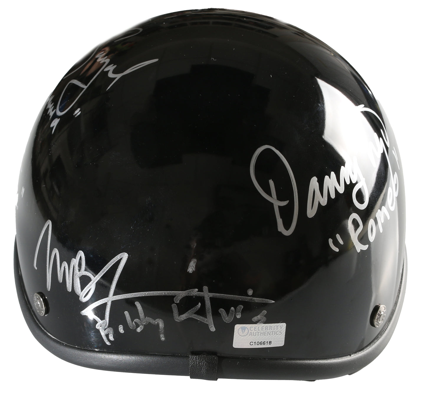 
                  
                    Sons of Anarchy Prop Replica Biker Helmet (Celebrity Authentics) Cast Signed by Ron Perlman, Charlie Hunnam, Danny Trejo, Katey Sagal, Theo Rossi, Kim Coates, & Mark Boone Junior with Character Names
                  
                