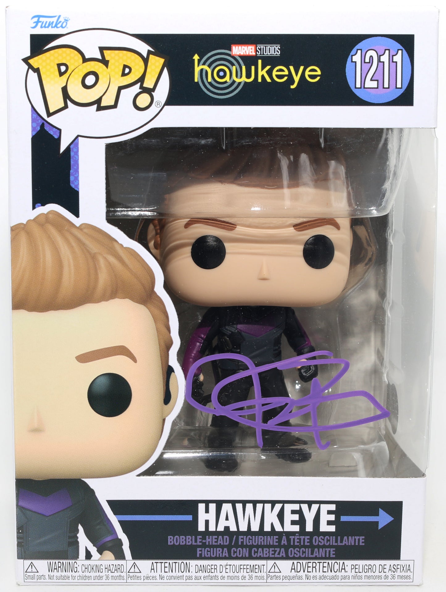 
                  
                    Jeremy Renner as Hawkeye in Hawkeye (Beckett) Signed Funko POP! #1211
                  
                