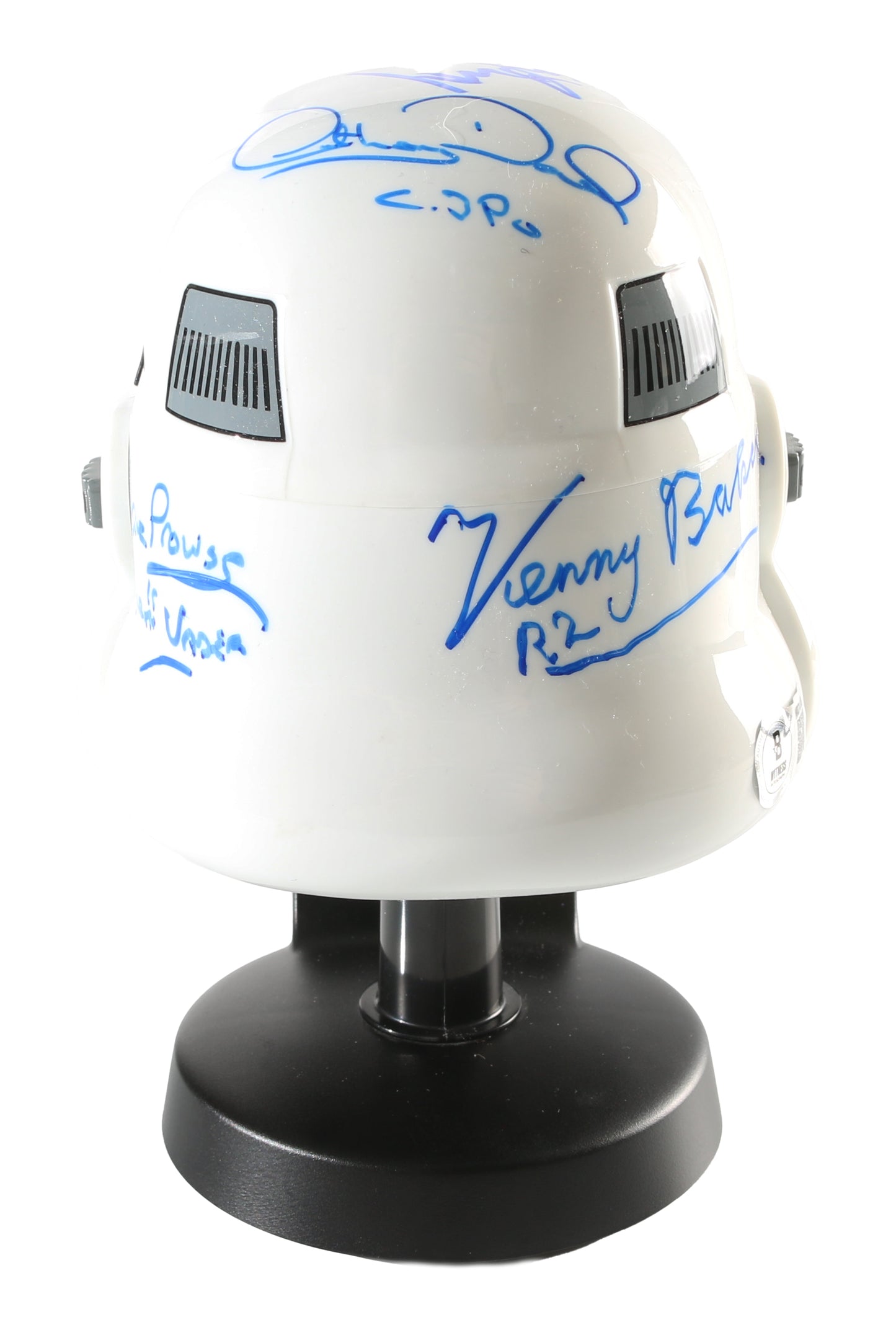 
                  
                    Star Wars Stormtrooper Mini Helmet Scaled Prop Replica (Beckett Witnessed) Cast Signed by Harrison Ford, Carrie Fisher, Mark Hamill, Dave Prowse, Peter Mayhew, Kenny Baker, & Anthony Daniels
                  
                