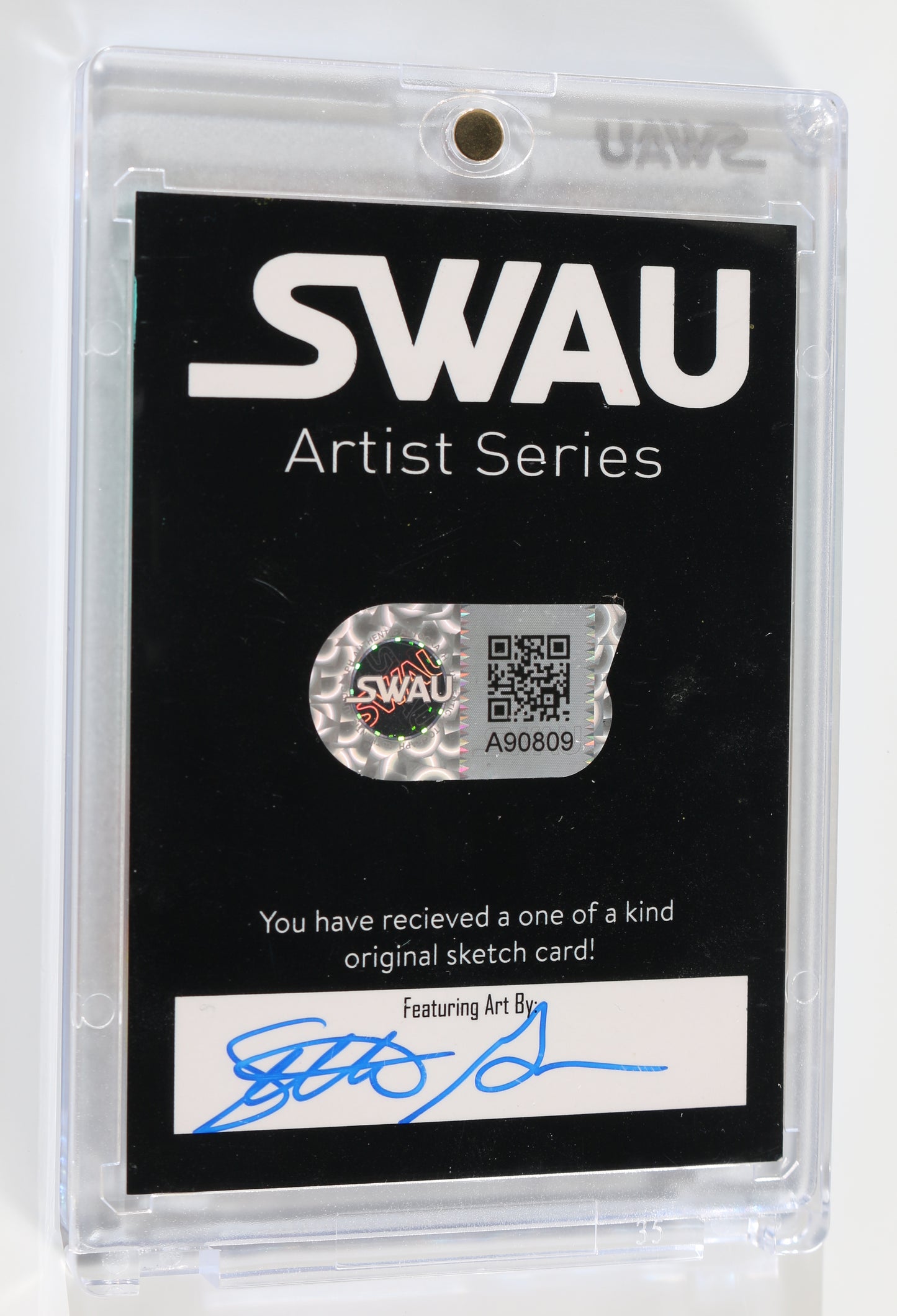 
                  
                    Robert Downey Jr. as Iron Man in Avengers (Encapsulated) Signed SWAU Artist Series Trading Card
                  
                