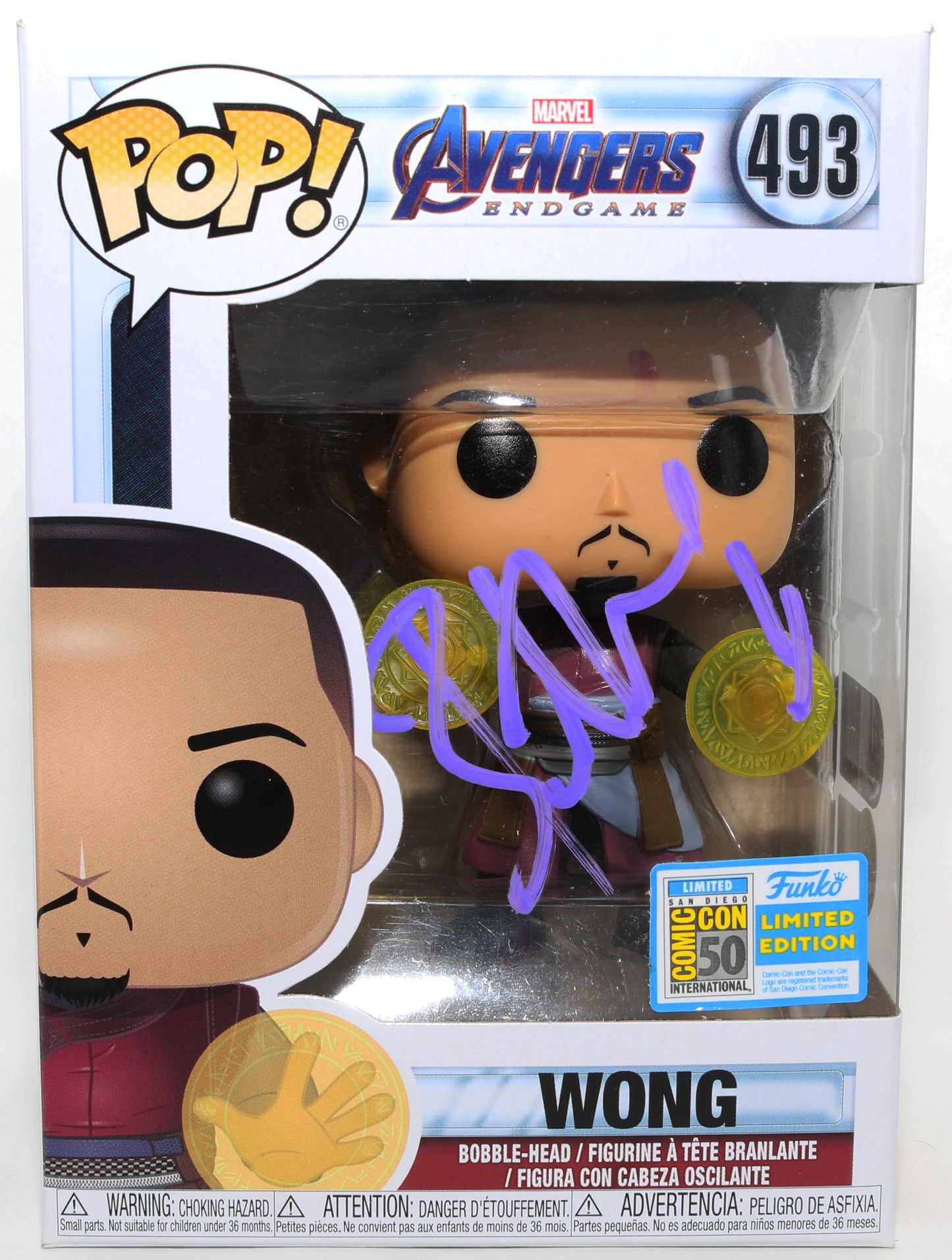 
                  
                    Benedict Wong as Wong in Avengers: Endgame San Diego Comic Con Limited Edition (SWAU) Signed Funko POP! #493
                  
                