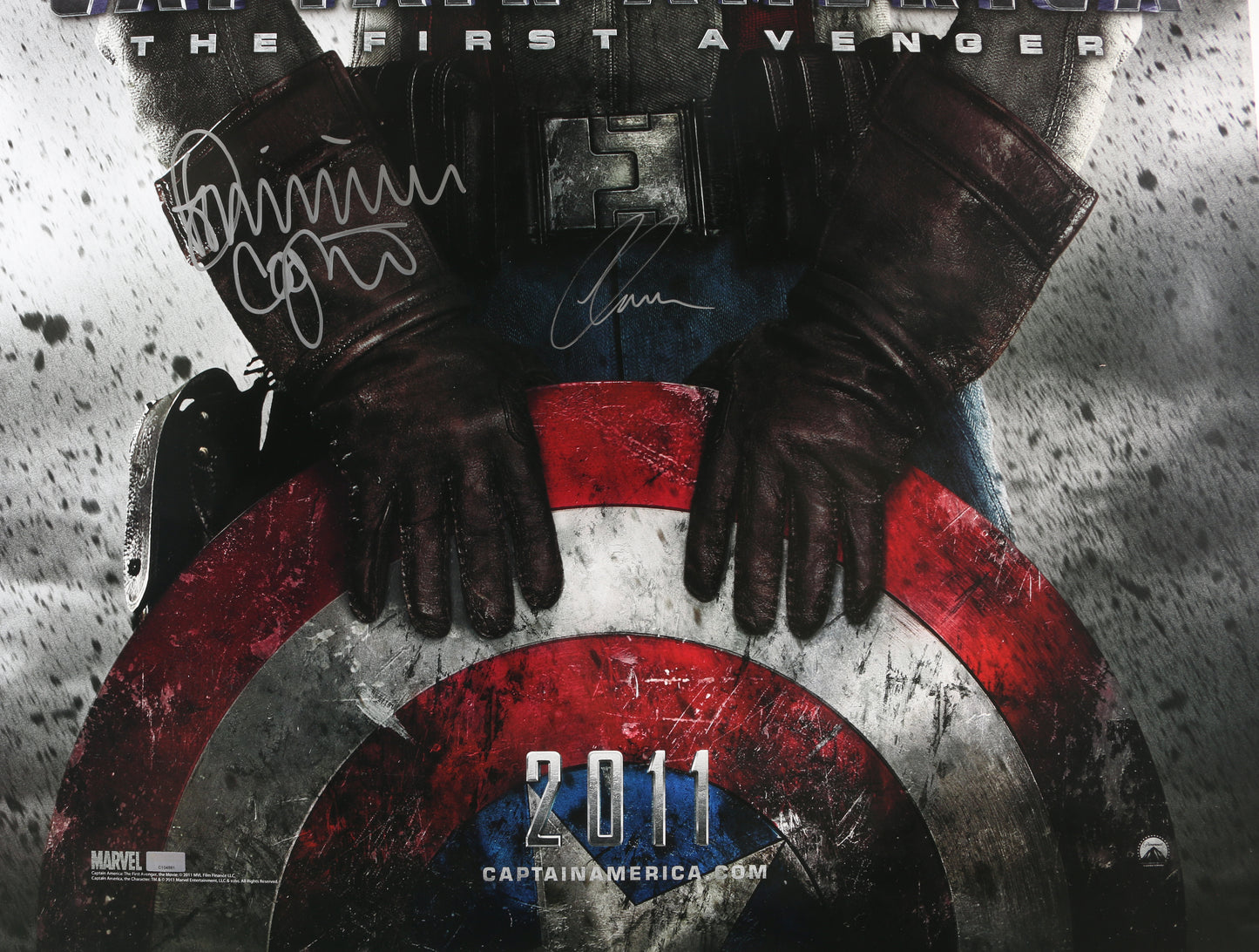 
                  
                    Chris Evans as Steve Rogers / Captain America & Dominic Cooper as Howard Stark in Captain America: The First Avenger (Celebrity Authentics) Signed 27x40 Poster
                  
                