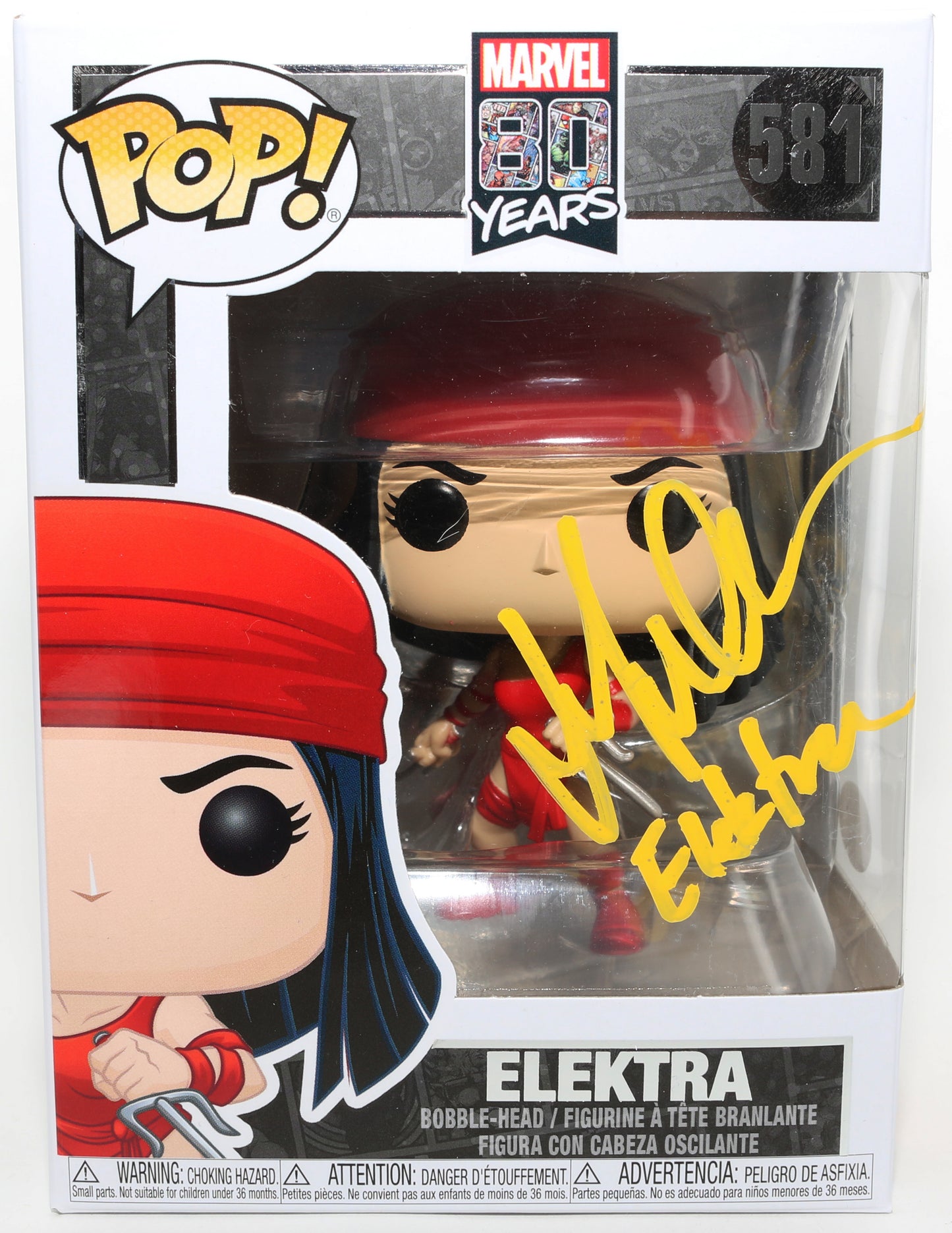 
                  
                    Jennifer Garner as Elektra Natchios in Daredevil & Deadpool & Wolverine (JSA) Signed Funko POP! #581 with Character Name
                  
                