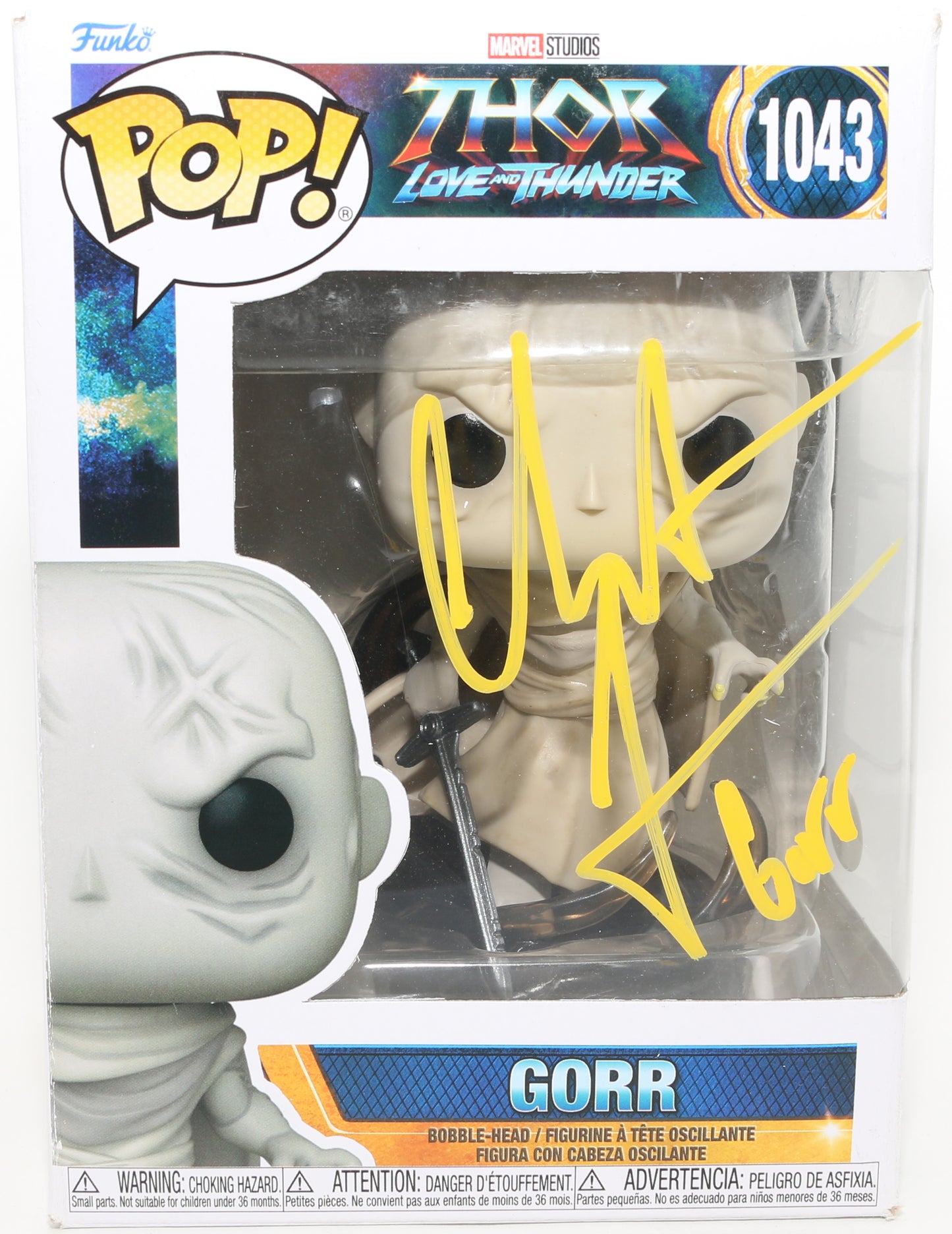 
                  
                    Christian Bale as Gorr the God Butcher in Thor: Love & Thunder (JSA) Signed Funko POP! #1043 with Character Name
                  
                