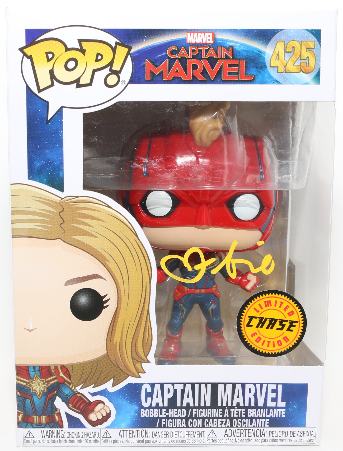 
                  
                    Brie Larson as Captain Marvel in Captain Marvel Chase Edition (Official Pix) Signed Funko POP! #425
                  
                