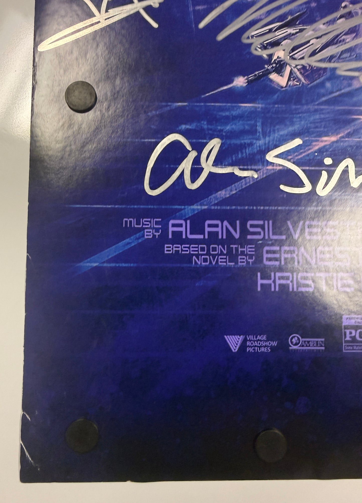 
                  
                    Ready Player One 27x40 Poster Cast Signed by Tye Sheridan, Olivia Cooke, Mark Rylance, Simon Pegg, Ben Mendelsohn, Lena Waithe, Win Morisaki, Philip Zhao, T.J. Miller, Author: Ernest Cline, Composer: Alan Silvestri, & Director: Steven Spielberg
                  
                