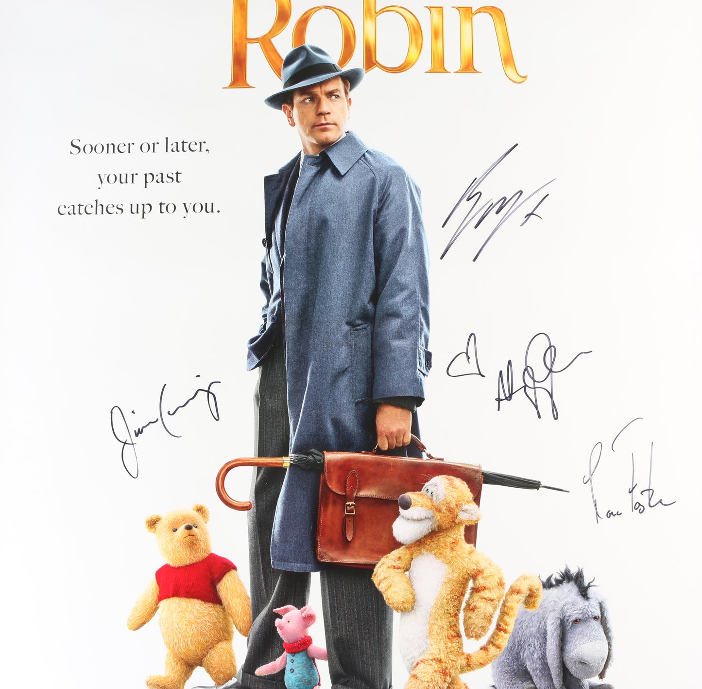 
                  
                    Christopher Robin 27x40 Poster (Beckett) Cast Signed by Ewan McGregor, Hayley Atwell, Jim Cummings, & Director: Marc Forster
                  
                