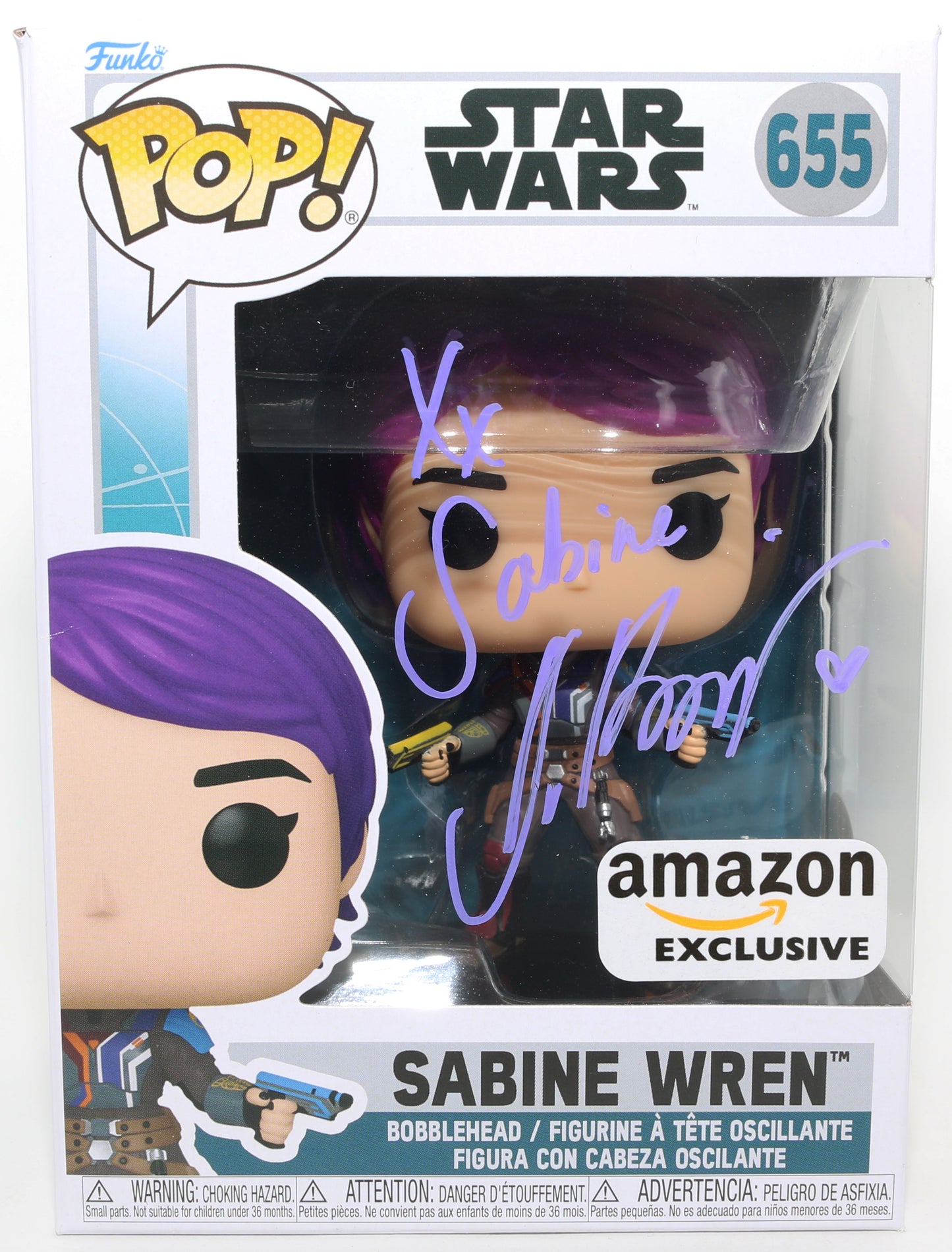 
                  
                    Natasha Liu Bordizzo as Sabine Wren in Star Wars: Ahsoka Amazon Exclusive (JSA) Signed Funko POP! #655 with Character Name
                  
                