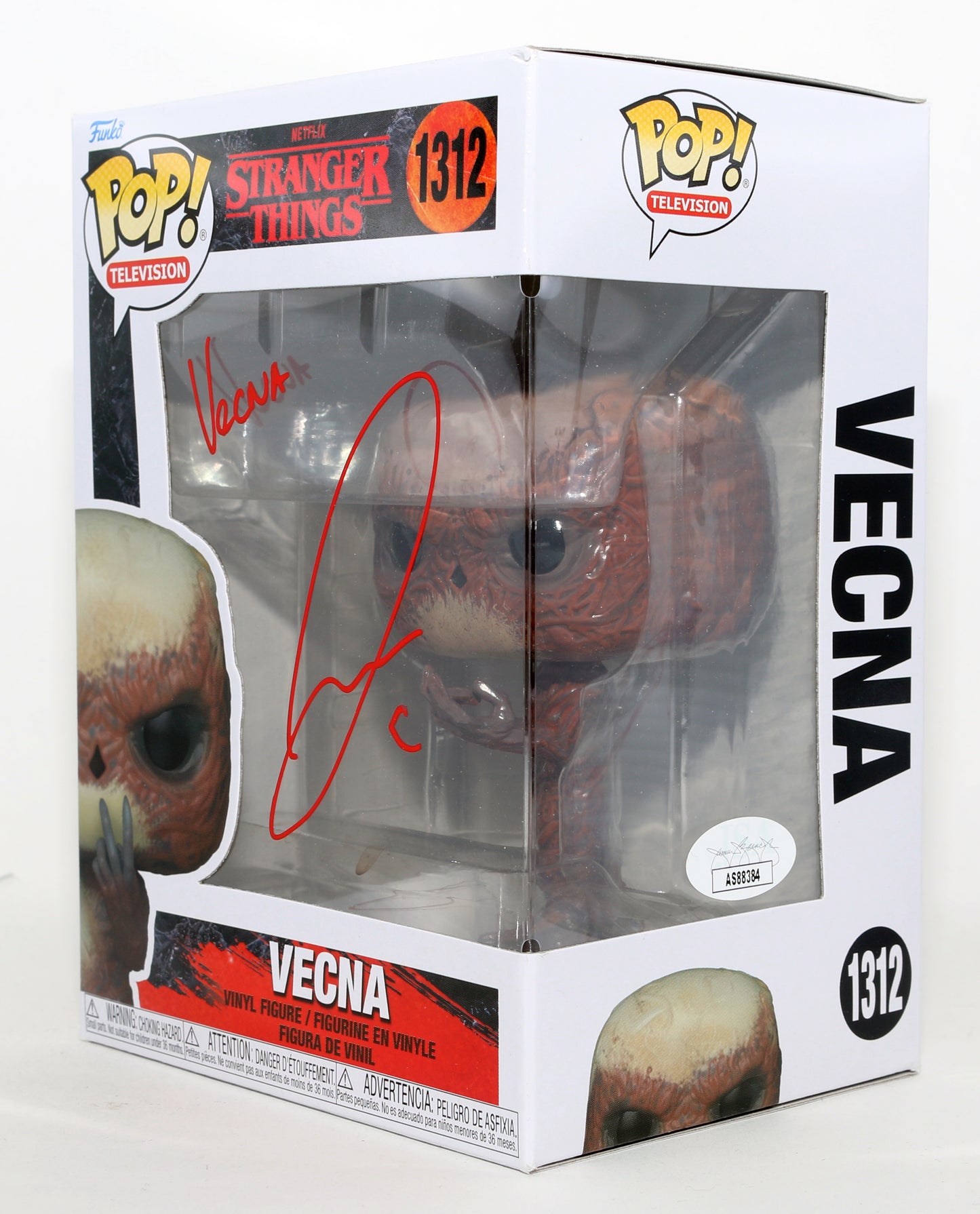 
                  
                    Jamie Campbell Bower as Vecna in Stranger Things (JSA) Signed Funko POP! #1312 with Character Name
                  
                