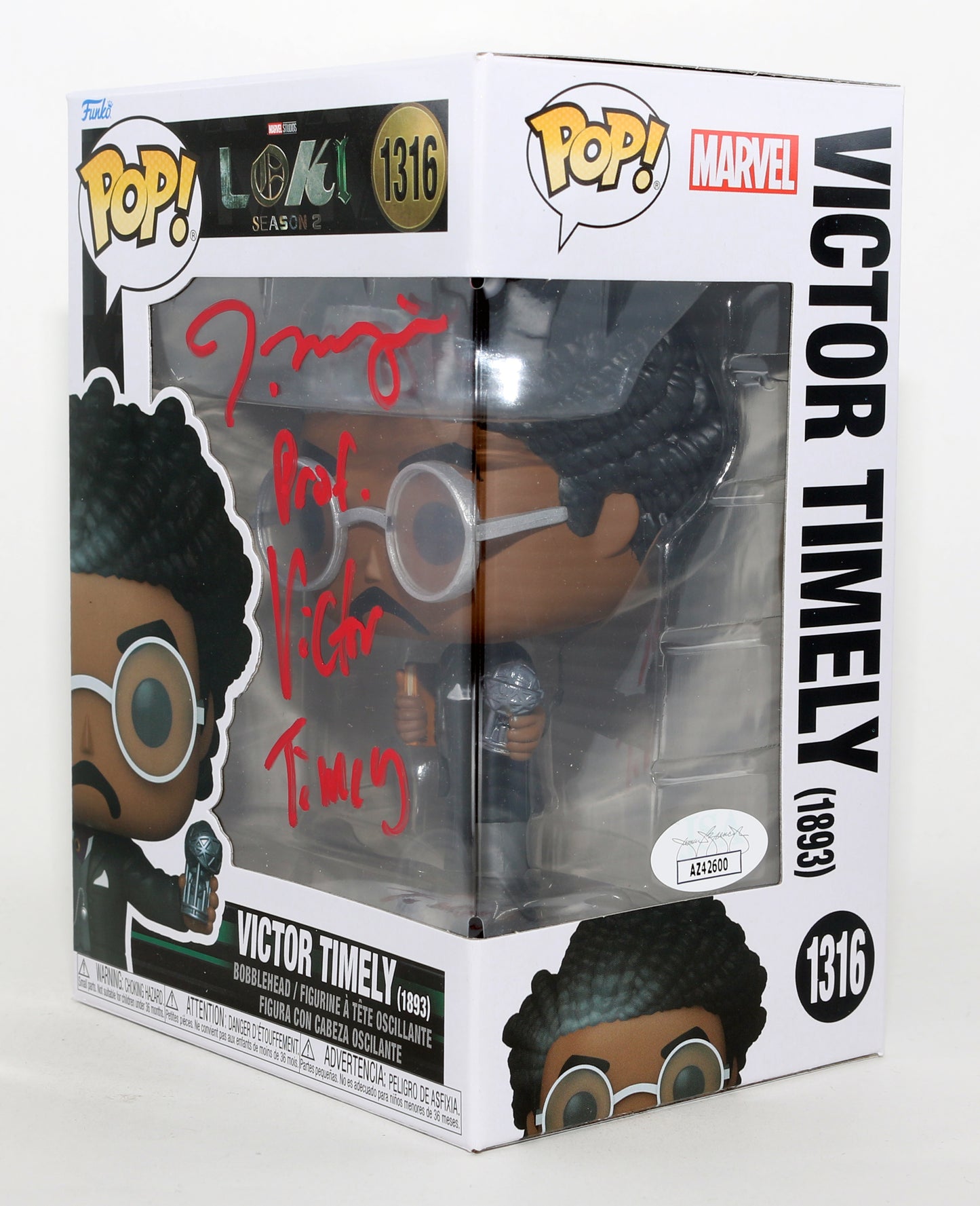 
                  
                    Jonathan Majors as Victor Timely in Loki (JSA) Signed Funko POP! #1316 with Character Name
                  
                