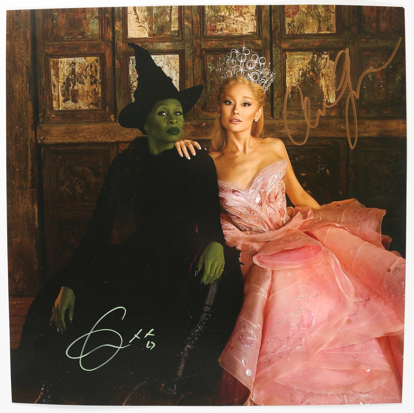 
                  
                    Cynthia Erivo as Elphaba Thropp & Ariana Grande as Galinda Upland in Wicked Signed LP 12" Vinyl Record Insert
                  
                