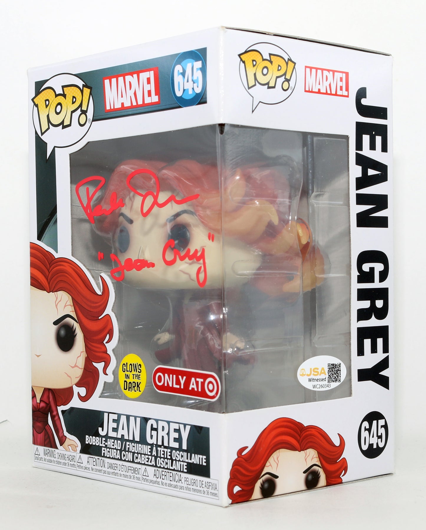 
                  
                    Famke Janssen as Jean Grey in X-Men: The Last Stand GITD Target Exclusive (JSA) Signed Funko POP! #645 with Character Name
                  
                