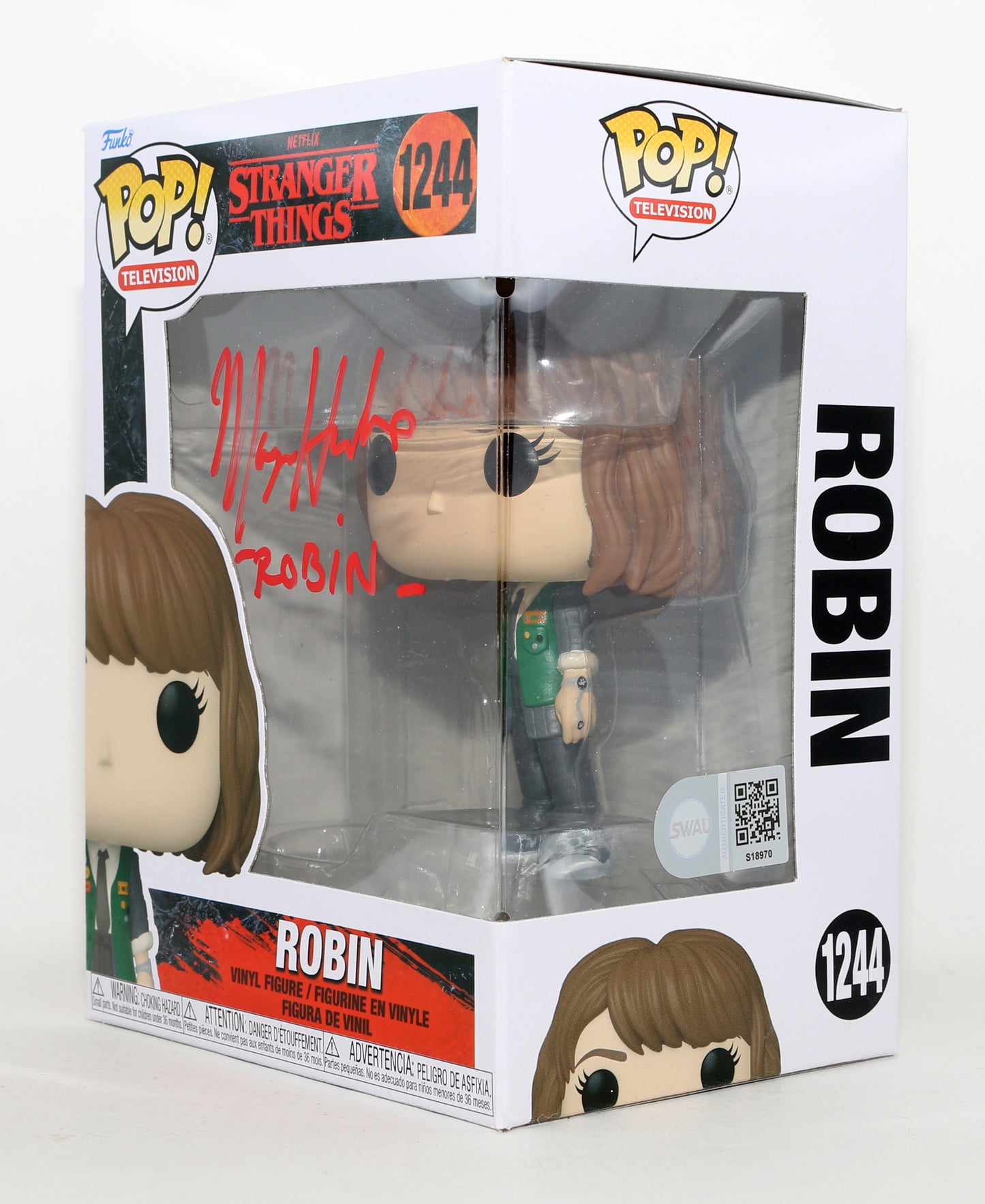 
                  
                    Maya Hawke as Robin Buckley in Stranger Things (SWAU) Signed Funko POP! #1244 with Character Name
                  
                