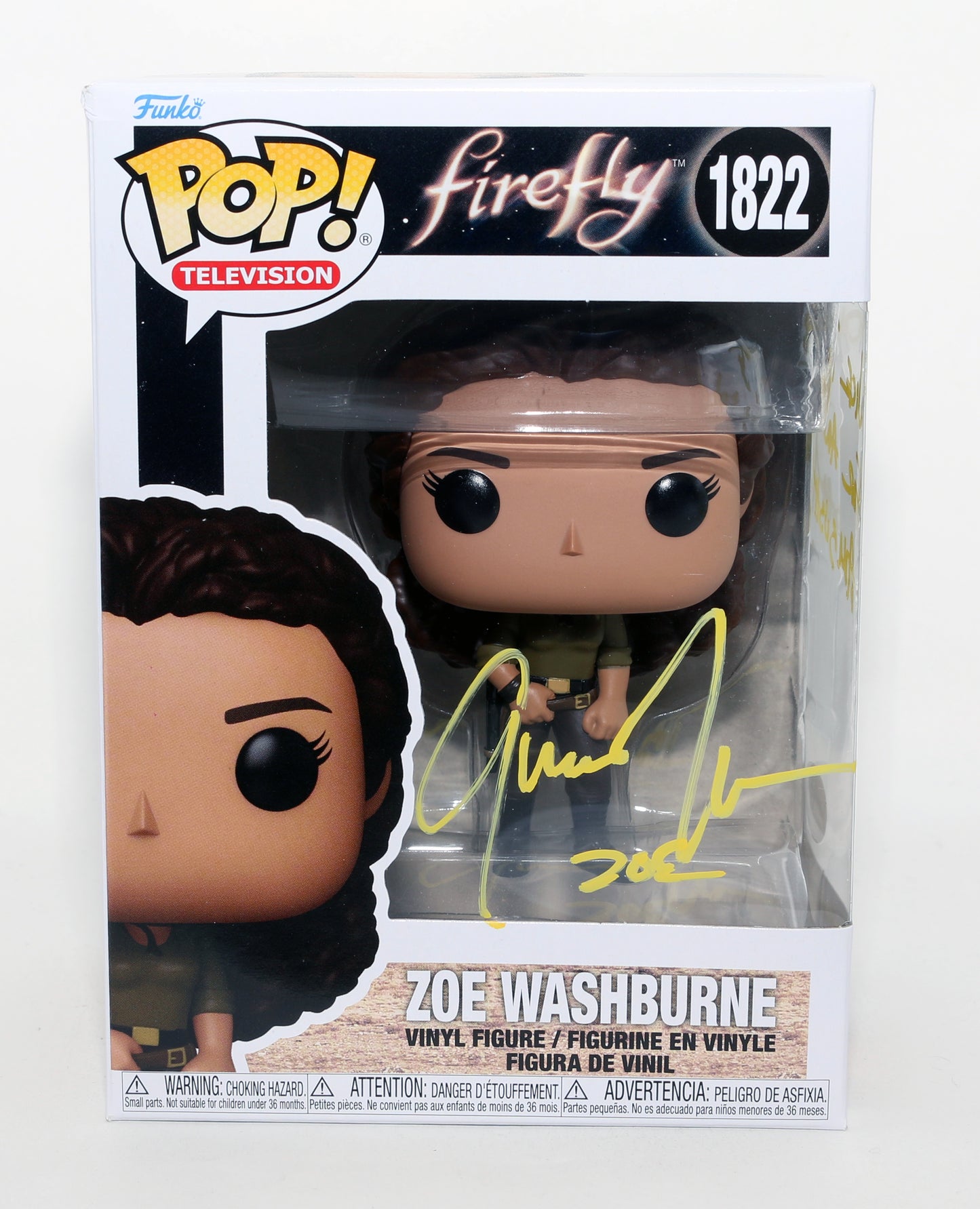 
                  
                    Gina Torres as Zoë Washburne in Firefly (JSA) Signed Funko POP! #1822 with Character Name & Quote
                  
                