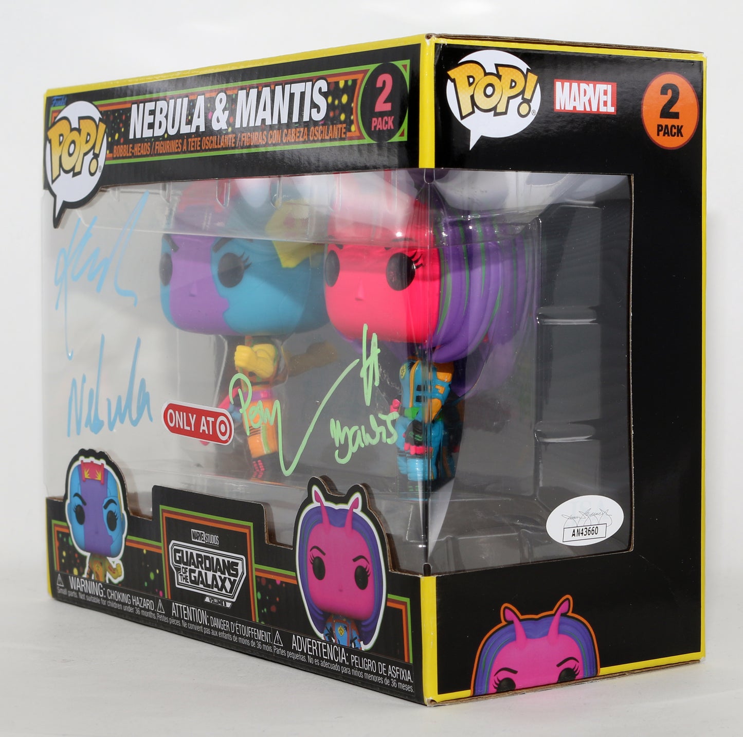 
                  
                    Pom Klementieff as Mantis & Karen Gillan as Nebula in Guardians of the Galaxy Vol. 3 Blacklight Target Exclusive (JSA) Signed Funko POP! 2 Pack with Character Names
                  
                