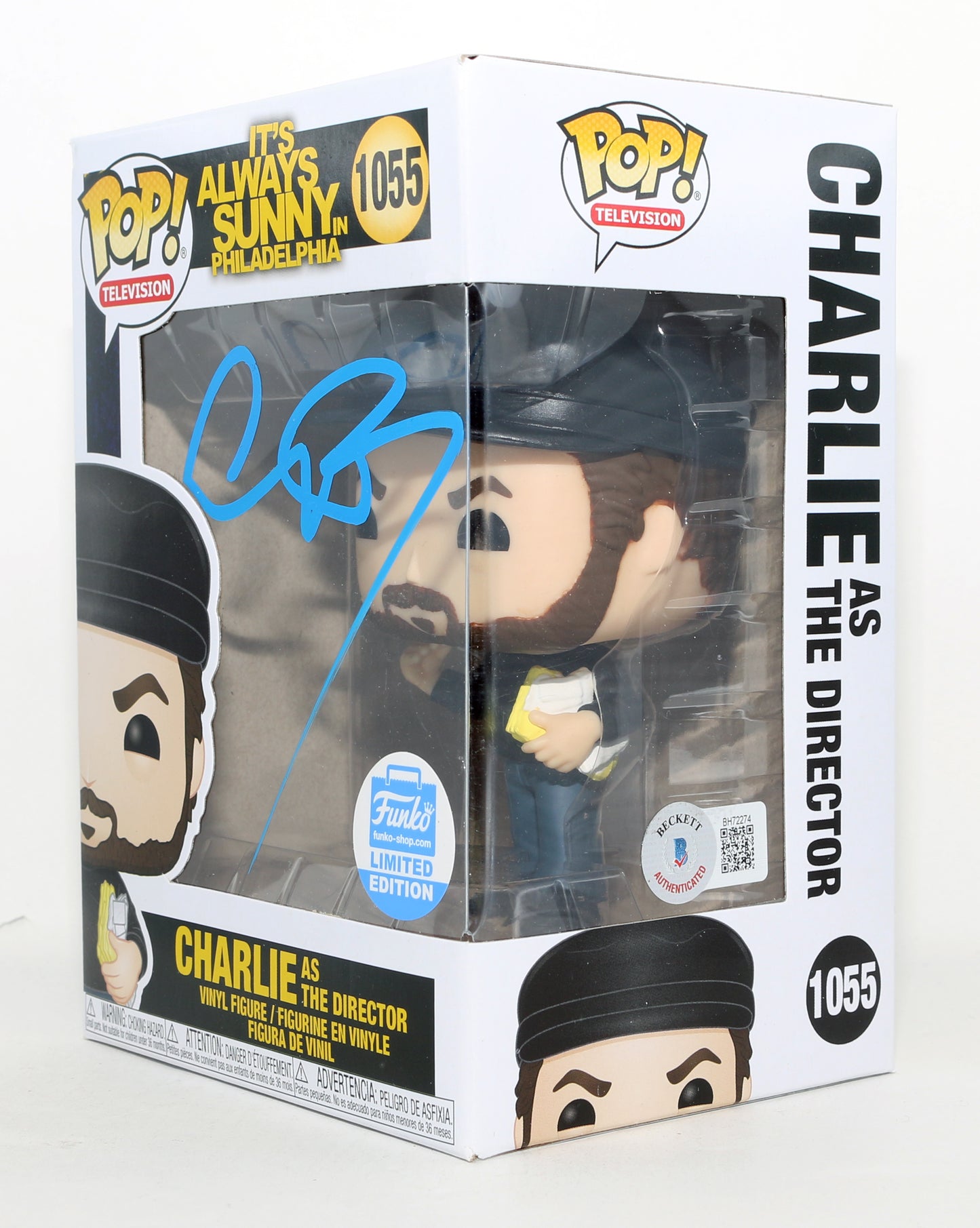 
                  
                    Charlie Day as Charlie Kelly The Director in It's Always Sunny in Philadelphia Funko Shop Limited Edition (Beckett) Signed Funko POP! #1055
                  
                