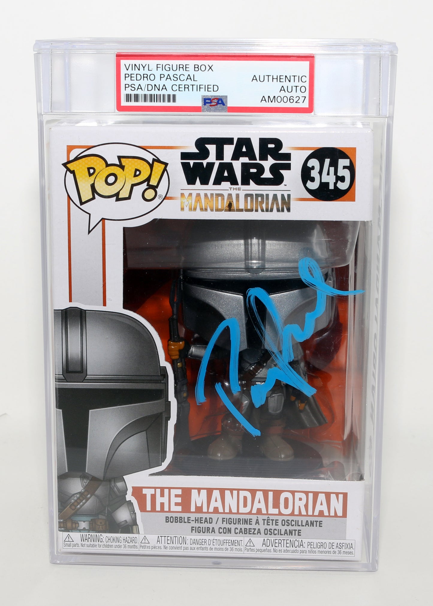 
                  
                    Pedro Pascal as The Mandalorian in Star Wars: The Mandalorian (PSA Encapsulated) Signed Funko POP! #345
                  
                
