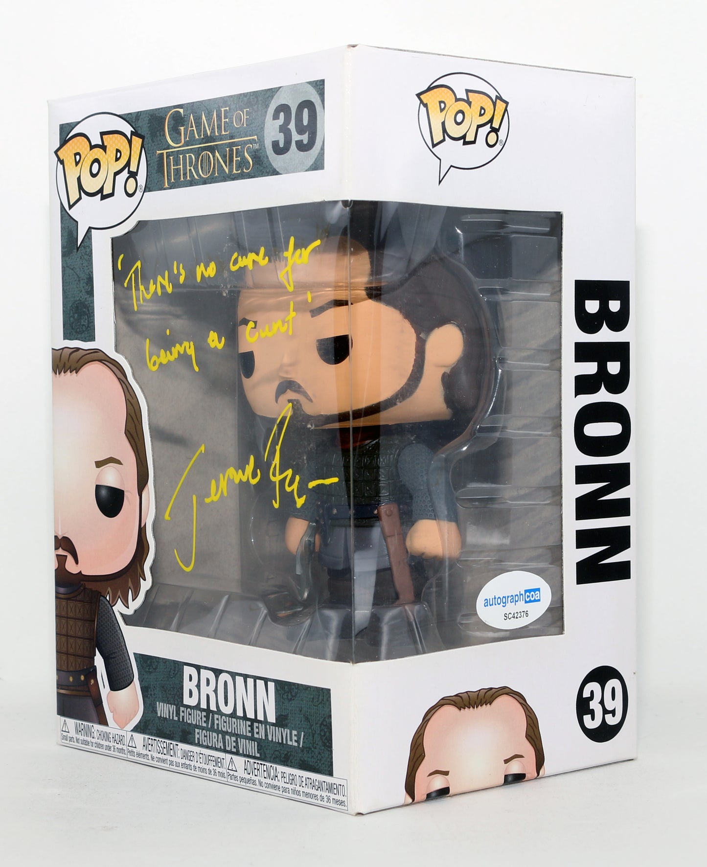 
                  
                    Jerome Flynn as Bronn in Game of Thrones Signed Funko POP! #39 with Quote
                  
                